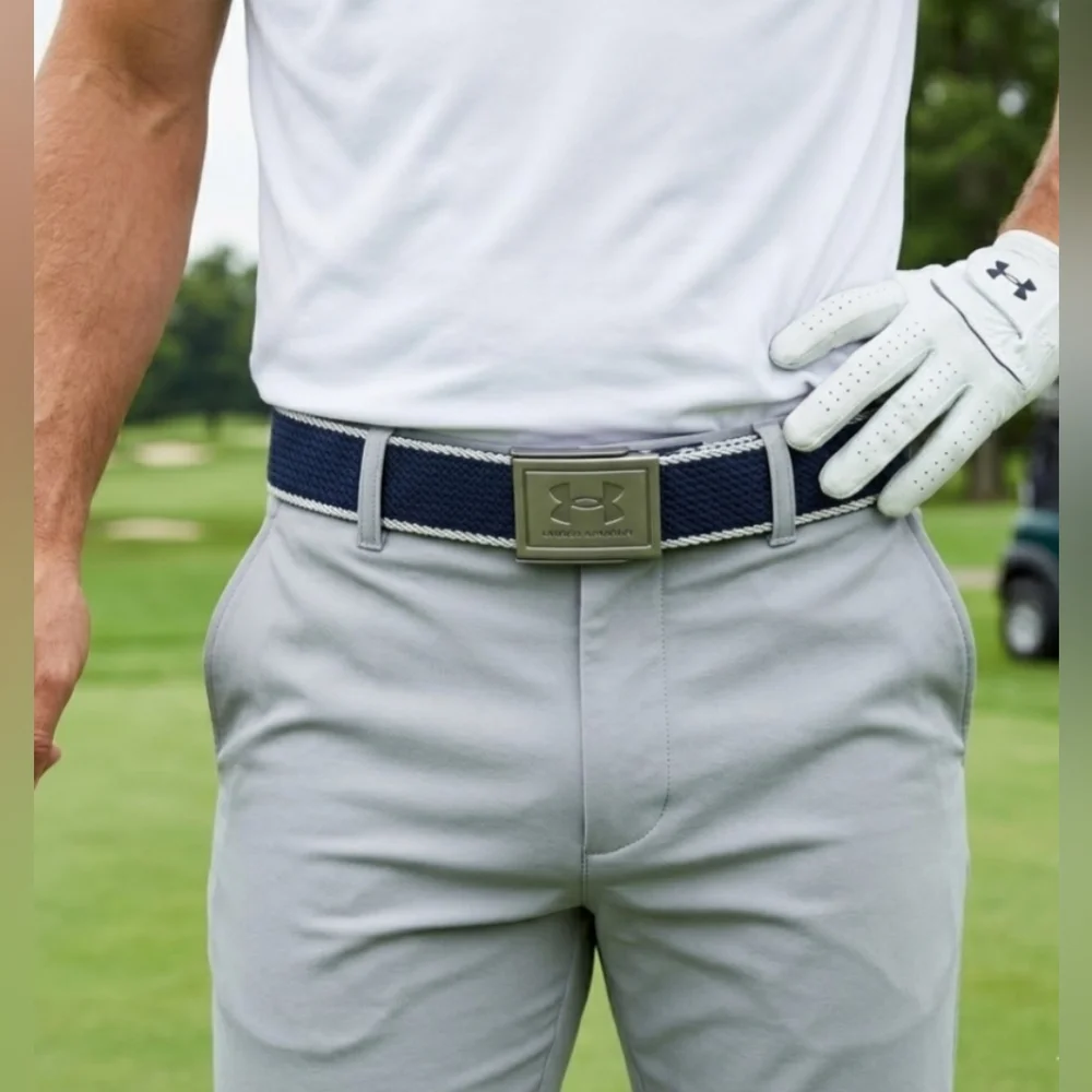 NEW! Under Armour Drive Navy Belt with Silver Buckle (One Size).
